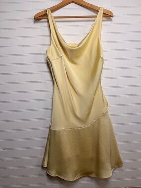 Wild Fable Pale Yellow Satin Cowl Neck Slip Dress Sz M